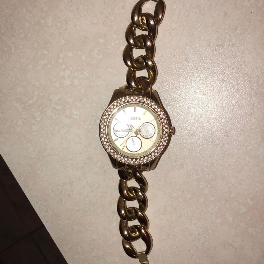 Gold Fossil Watch